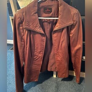 Danier Women's Rust Brown Leather Zip-Front Jacket Very Good Condition $68 OBO